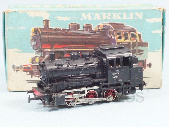 Brinquedo antigo Marklin Locomotiva Tanque a Vapor Classe BR 89 Rodagem C Ferrovia Alemã Número 3000 Classificação Koll
