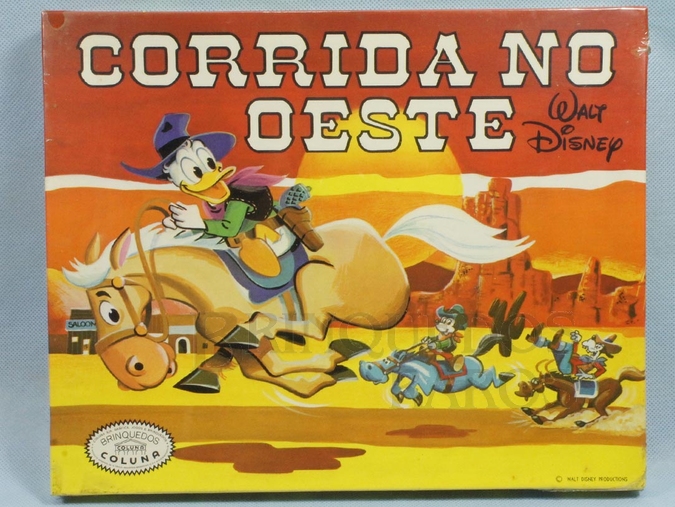 Brinquedo antigo Jogo Corrida no Oeste Walt Disney Caixa lacrada Década de 1970