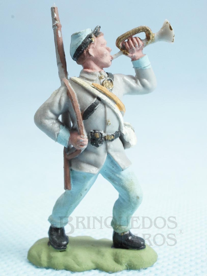 Brinquedo antigo Soldado Confederado avançando com Clarim Década de 1950 Figura Matriz para Soldado Fanabri Batalha do Tuiuti 