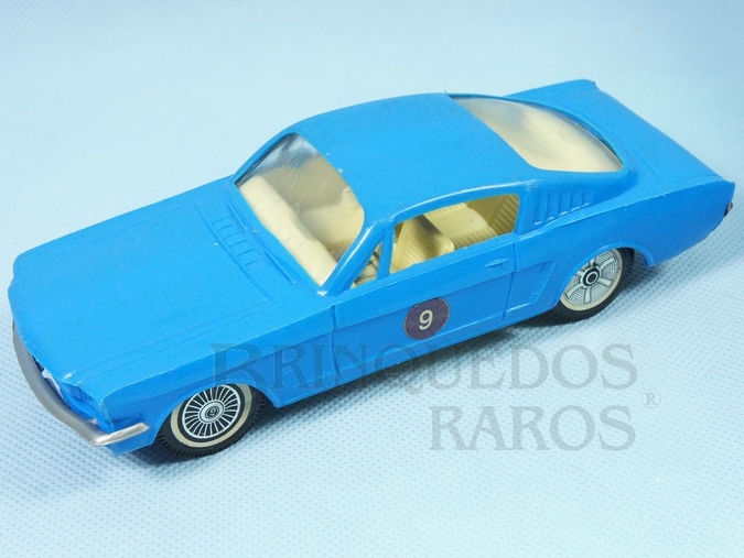 Brinquedo antigo Ford Mustang GT Fastback azul com 17,00 cm de comprimento Década de 1970