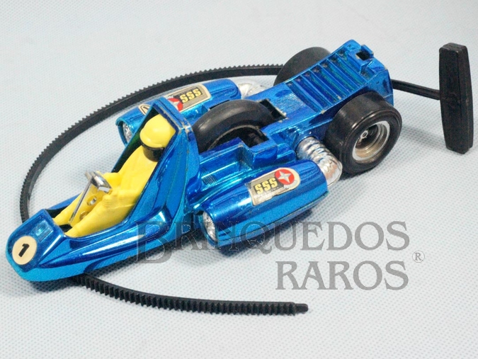 Brinquedo antigo Tufão azul metalizado Série Super Sônica com som e Dispositivo solta Faíscas Ano 1976