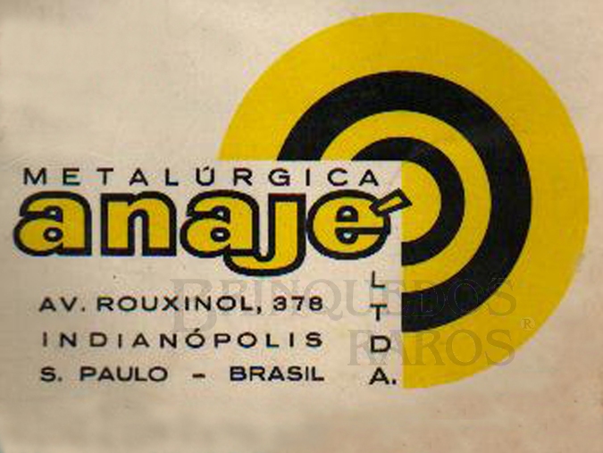 Brinquedo antigo Logotipo Metalúrgica Anajé fabricante de miniaturas de Carros e Caminhões de lata estampada Ano 1965