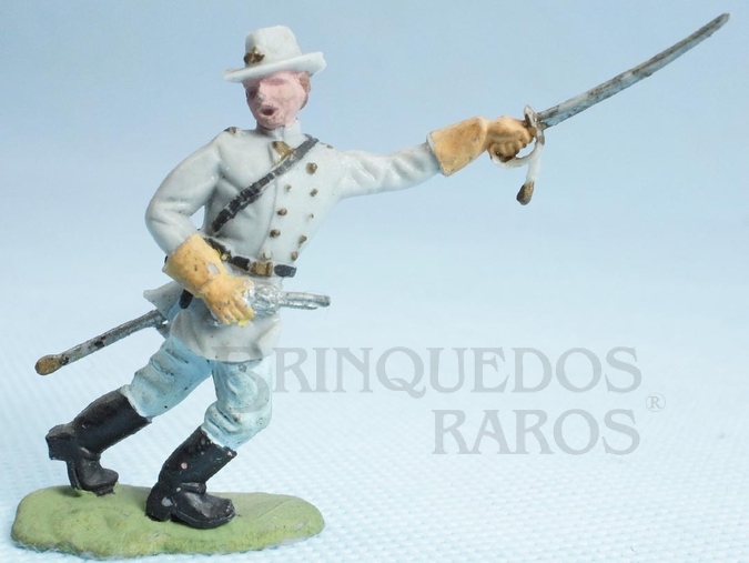 Brinquedo antigo Comandante Confederado avançando com sabre Década de 1950 Figura Matriz para Soldado Fanabri Batalha do Tuiuti
