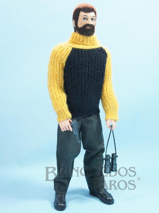 Brinquedo antigo Boneco Falcon Série Olhos de Águia moreno com barba completo com 5 Itens Edição 1979