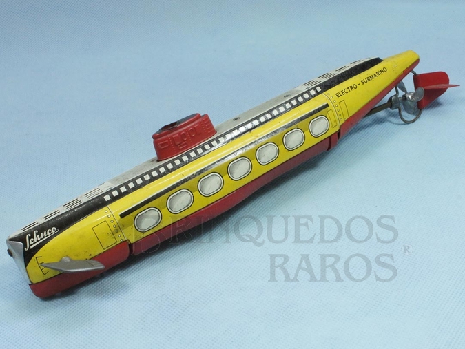 Brinquedo antigo Electro Submarino de lata e plástico com 33,00 cm de comprimento Década de 1960