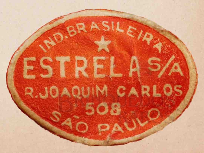 Brinquedo antigo Estrela Etiqueta de papel em alto relevo colada nas bonecas Década de 1950