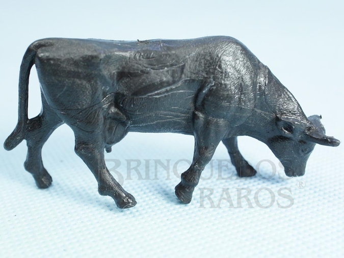 Brinquedo antigo Vaca de plástico preto Fazenda Chaparral Década de 1970