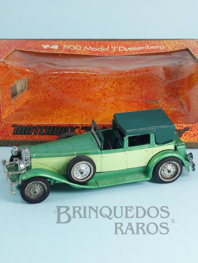 Brinquedo antigo 1930 Model J Duesenberg Yesteryear verde Década de 1970