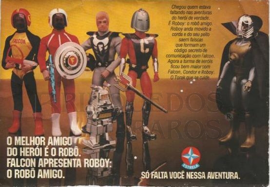 Brinquedo antigo Propaganda de pagina inteira na revista Turma da Monica, de 1980, onde a Estrela dá destaque ao novo aliado do Falcon; o robot Roboy.