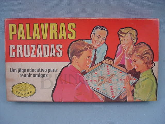Brinquedo antigo Caixa do Jogo Palavras Cruzadas fabricado pela Coluna Brasil na década de 1960