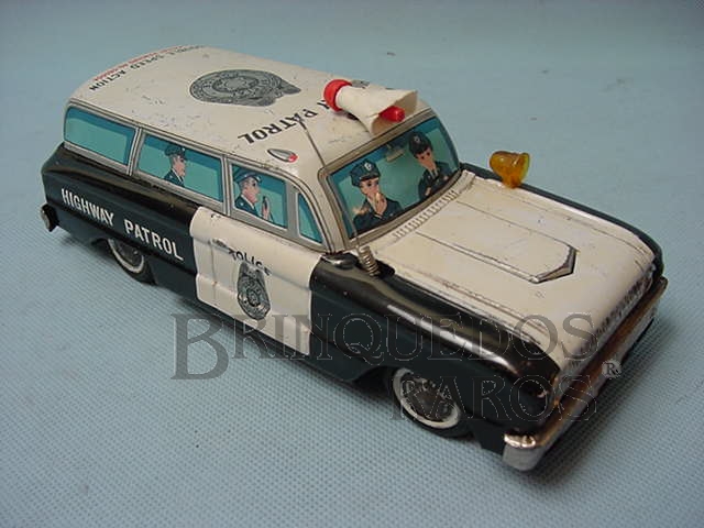 Brinquedo antigo Perua Highway Patrol Motor com duas velocidades Década de 1960