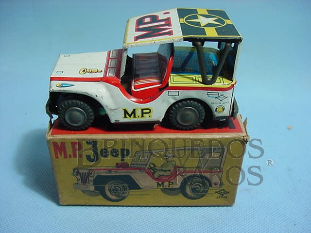 Brinquedo antigo Jeep Willys Military Police com 12,00 cm de comprimento Década de 1960