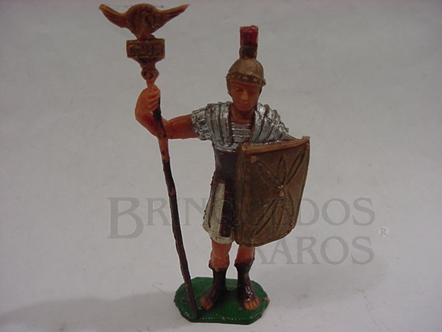 Brinquedo antigo Soldado Romano com escudo e estandarte