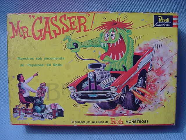 Brinquedo antigo Caixa do Kit do Monstro Mr Gasser fabricada pela Revell Brasil Década de 1960