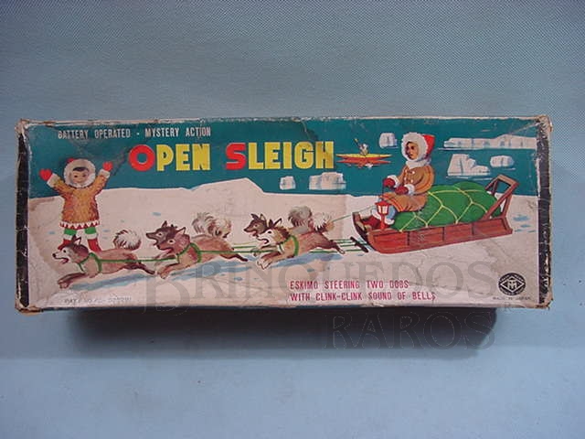 Brinquedo antigo Caixa do Trenó Open Sleigh fabricado pela Modern Toys Japão na década de 1970