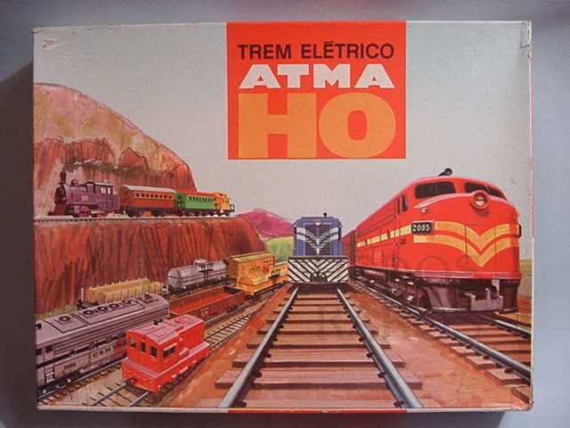 Brinquedo antigo Caixa do Trem Elétrico Atma Brasil fabricado na década de 1970