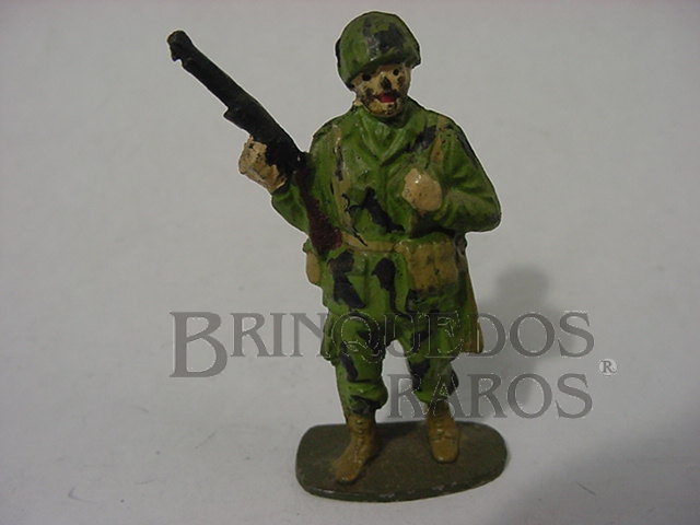 Brinquedo antigo Soldado paraquedista Americano uniforme camuflado