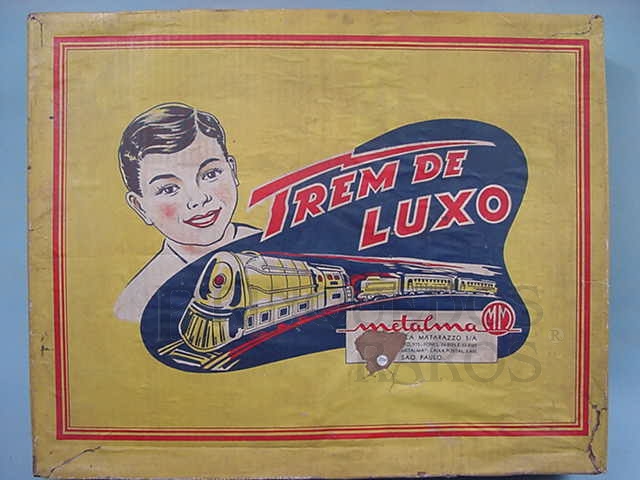 Brinquedo antigo Rótulo da Caixa Trem de Luxo Fabrica Metalma brasileira década de 1950
