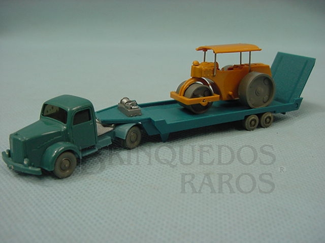 Brinquedo antigo Cavalo Mecânico Mercedes Benz com carreta prancha e trator compactador escala HO