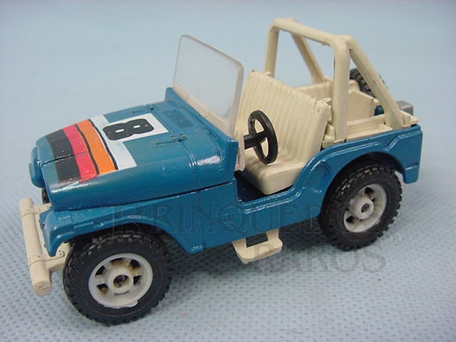 Brinquedo antigo Jeep Chrysler CJ5 Azul sem capota Brazilian Corgi Toys Kiko