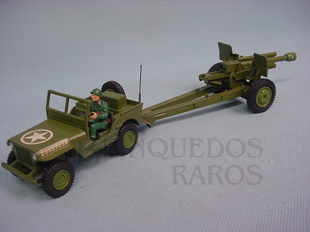 Brinquedo antigo US Jeep Willys with 105 mm Gun Ano de 1968 a 1978