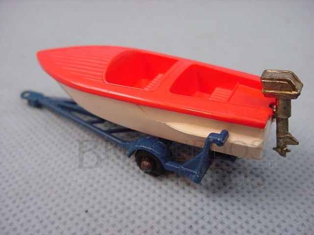 Brinquedo antigo Sports Boat and Trailer black plastic Regular Wheels