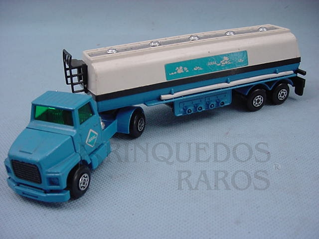 Brinquedo antigo Petrol Tanker Aral adesivo com nuvens Série Super Kings