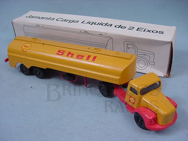 Brinquedo antigo Cavalo Mecânico Scania Vabis L111 com carreta Shell