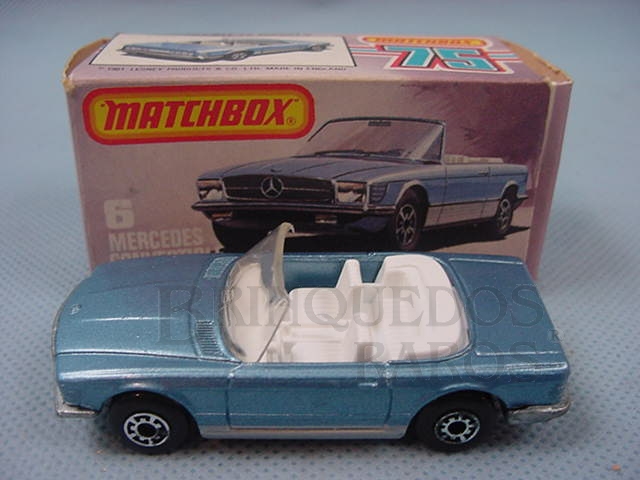 Brinquedo antigo Mercedes Benz 350 SL Tourer Superfast azul metálico conversível