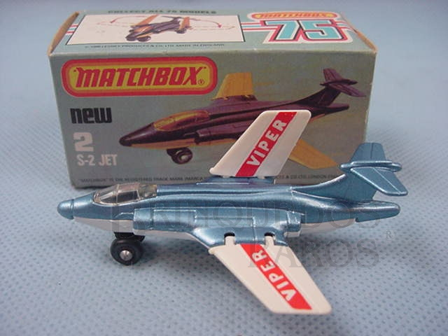 Brinquedo antigo S-2 Jet Superfast azul metálico