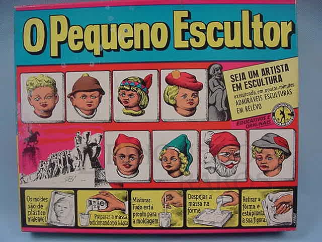 Brinquedo antigo Caixa do Conjunto Pequeno Escultor fabricado em 1965 pela Guaporé Brasil Trabalho assinado pelo artista Kraus 