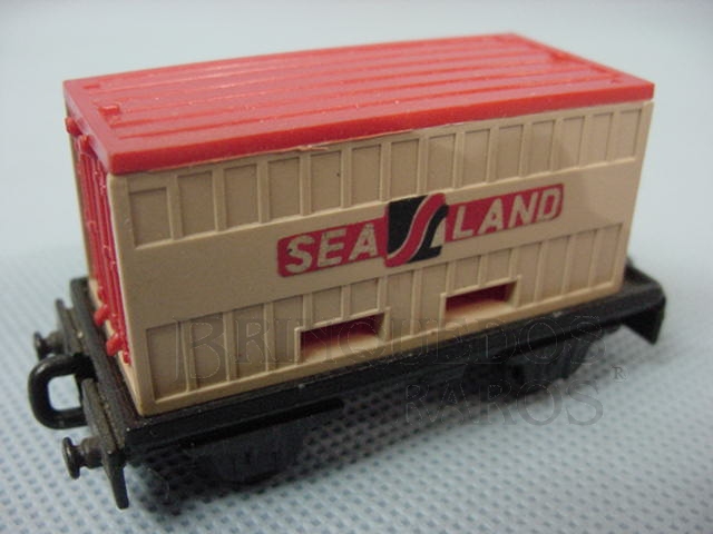 Brinquedo antigo Flat Car whit Sea Land Container Superfast