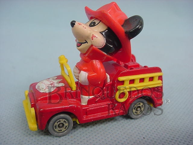 Brinquedo antigo Bombeiro do Mickey com 6,50 cm de comprimento Walt Disney Década de 1980