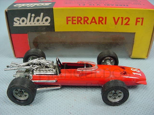Brinquedo antigo Ferrari V12 Fórmula 1 vermelha Fabricada pela Brosol Solido brésilienne Datada 6-1968