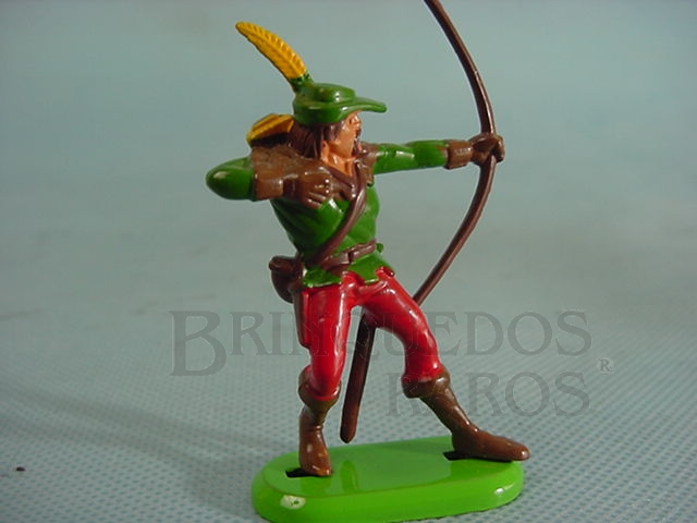 Brinquedo antigo Robin Hood de pé atirando com arco Década de 1970