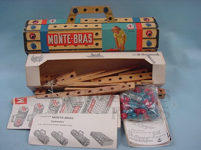 Brinquedo antigo Conjunto de montar Monte-Bras caixa numero 3 completo com manuais perfeito estado Datado 14 Agosto 1967