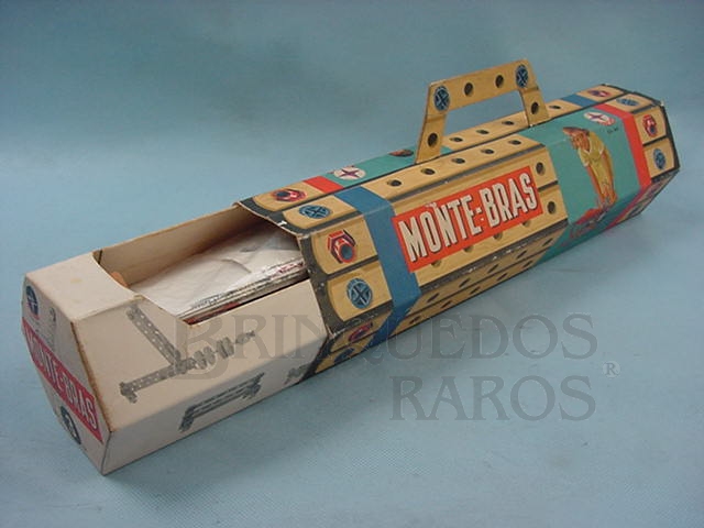 Brinquedo antigo Caixa do Conjunto de Montar Monte Bras fabricado pela Estrela Brasil no final da Década de 1960 Destaque para o inédito desenho hexagonal