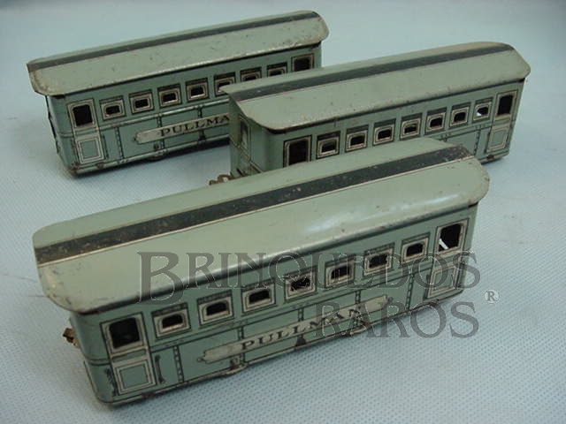 Brinquedo antigo Carros de Passageiros Pullman cinza Década de 1950