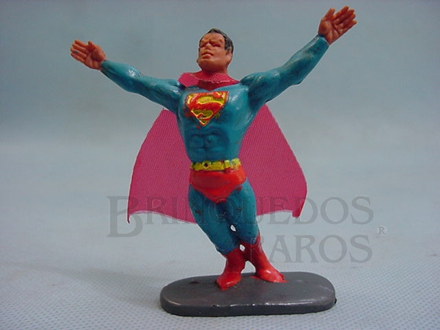 Brinquedo antigo Super Homem de plástico pintado completo com Capa Década de 1970
