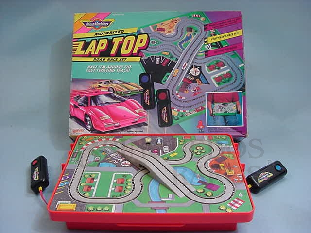 Brinquedo antigo Autorama Motorized Lap Top Os carros tem 1,50 cm de comprimento Década de 1980