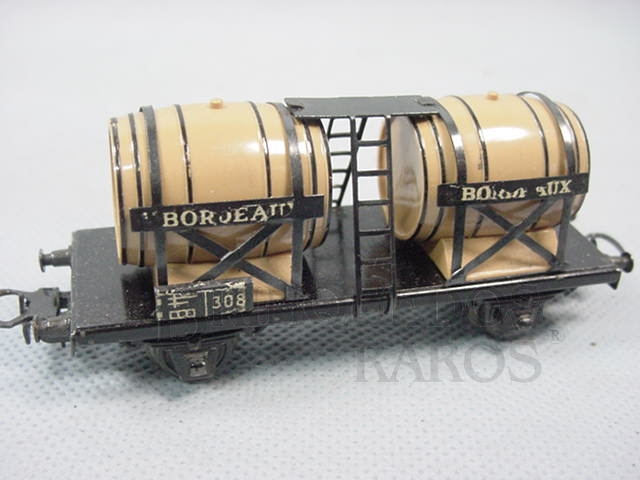 Brinquedo antigo Vagão transporte de Vinho de dois eixos Bordeaux Década de 1960