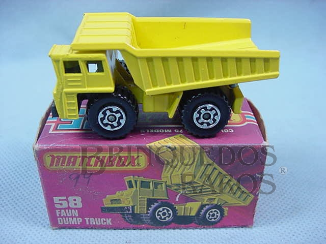 Brinquedo antigo Faun Dump Truck Superfast amarelo