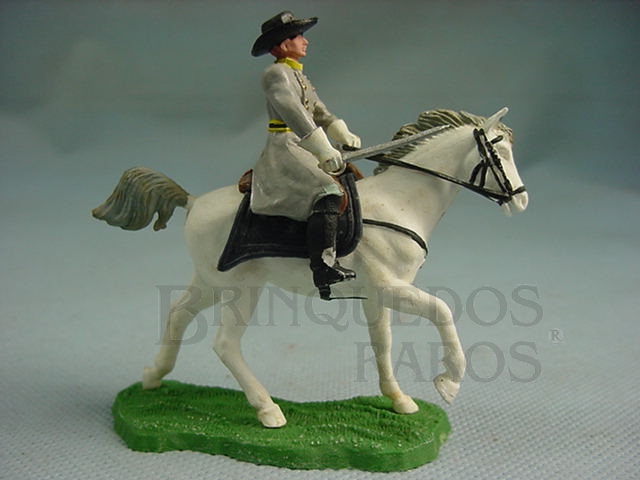 Brinquedo antigo Comandante Confederado a cavalo com sabre Década de 1960