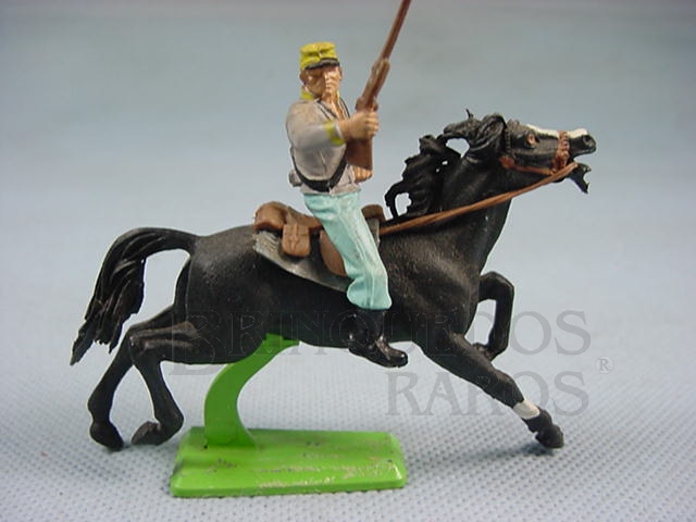 Brinquedo antigo Soldado Confederado Guerra de Secessão a cavalo com Rifle Série Deetail Década de 1970