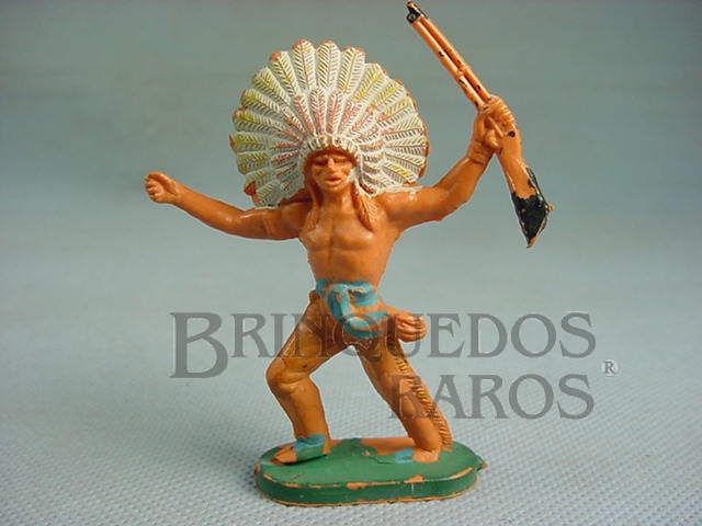 Brinquedo antigo Chefe índio avançando com rifle