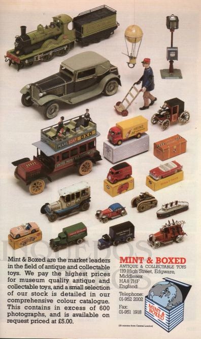 Brinquedo antigo Propaganda da Loja Mint and Boxed de Londres. Década de 1980
