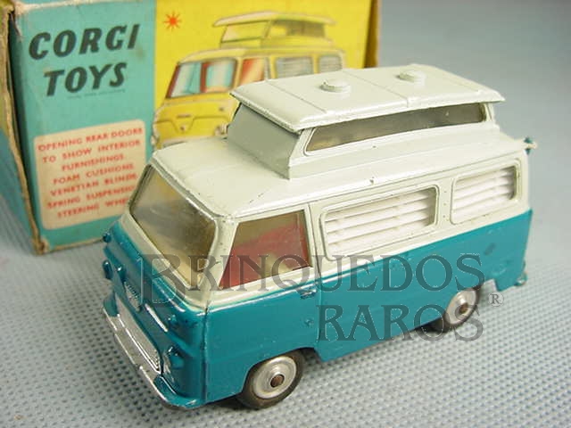 Brinquedo antigo Ford Thames Airborne Caravan azul Década de 1960