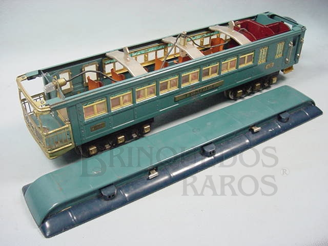 Brinquedo antigo Carro de Passageiros Tempel 422 Série Blue Comet Standard Gauge com detalhamento interno Ano 1933