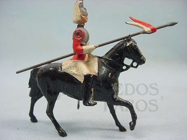 Brinquedo antigo Soldado Lifeguard a cavalo com Lança Década de 1930