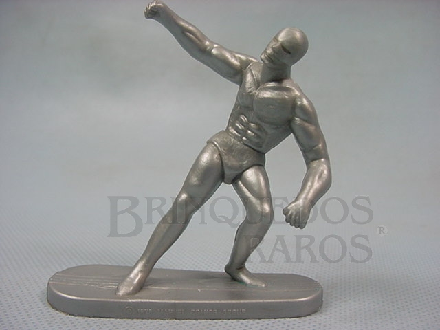 Brinquedo antigo Surfista Prateado de plástico prateado Década de 1980